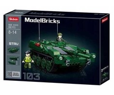 Švedijos tankas Strv 103 Klocki Sluban 692 el Model Bricks Army M38-B1010
