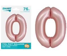 GoDan SMART folijos balionas numeris 0, matinė rožinė, 76 cm GoDan