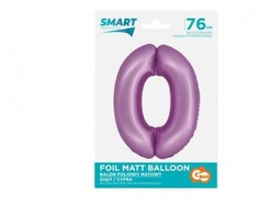 GoDan Foil balionas Smart Cyfra 0 levandų matinis 76 cm