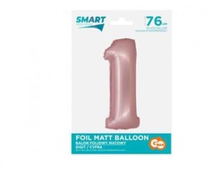 GoDan Smart folijos balionas, numeris 1, matinė rožinė, 76 cm GoDan