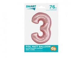 GoDan Smart folijos balionas, numeris 3, matinė rožinė, 76 cm GoDan