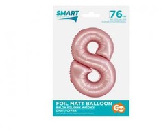 GoDan Smart folijos balionas, numeris 8, matinė rožinė, 76 cm GoDan
