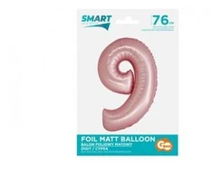 GoDan Smart folijos balionas, numeris 9, matinė rožinė, 76 cm GoDan