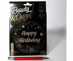 GoDan Happy Birthday folijos balionas, juodas, 18"
