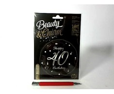 GoDan Laimingas 40 Gimtadienis folija balionas, juoda, sidabro atspaudas, 18 "