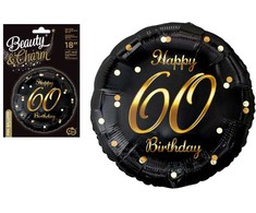 GoDan BALON foliowy Happy 60 Birthday juoda 18 cali