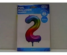 GoDan Folijos baliono skaitmuo 2 vaivorykštė - 85 cm - 1 pc. universalus