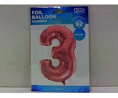 GoDan 3 numerio folijos balionas, šviesiai rožinis, 92 cm