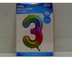 GoDan Folijos balionas skaitmeninis 3 vaivorykštė - 85 cm - 1 pc. universalus
