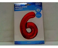 GoDan Folinis balionas „Skaičius 6“, raudonas, 85 cm, B&amp;C