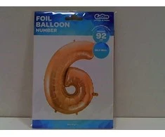 GoDan Folinis balionas „Skaičius 6“, rožinis ir auksinis, 92 cm