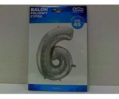 GoDan BALON foliowy Cyfra 6 sebrna 85 cm