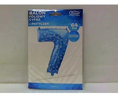 GoDan Number 7 folijos balionas, mėlynas su žvaigždėmis, 61 cm