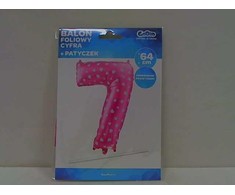 GoDan Balon foliowy Cyfra 7, rožinė w serca, 61 cm