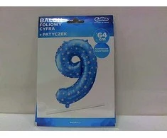 GoDan folijos balionas „Numeris 9“, mėlynas su žvaigždėmis, 61 cm, p10