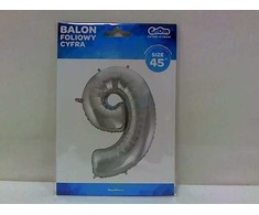 GoDan BALON foliowy Cyfra 9 sebrna 85 cm