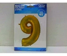 GoDan 9 numerio folijos balionas, auksinis, matinis, 92 cm