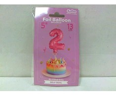 GoDan 13cm folijos balionas ant lazdos "2" Rausva