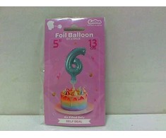 GoDan Balon 13cm foliowy na patyku "6" melsva