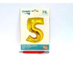 GoDan Folinis balionas skaičius “5” aukso spalvos