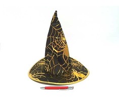 GoDan Kapelusz czarownicy ze złotą pajęczyną na Halloween - S - 1 vnt. universalus