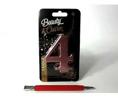 GoDan gimtadienio žvakė "4" rožinio aukso 8 cm