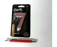 GoDan gimtadienio žvakė "7" rožinio aukso 8cm