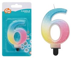 GoDan Candle Number 6 ombre pastelinė 8cm SF-OPA6 74885