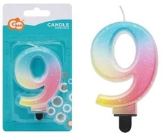 GoDan žvakė numeris 9 ombre pastelinė 8cm SF-OPA9 74946