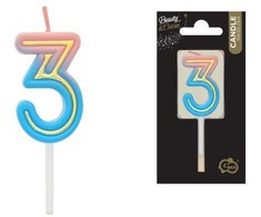 GoDan Žvakutė gimtadienio B&amp;C neon "3"