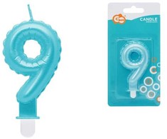 Gimtadienio žvakė numeris 9 perlas Mėlyna Party GODAN SF-PJN9