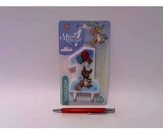 GoDan Skaičius 1 žvakė su mėlyna kengūra - 10 cm - 1 pc. universalus