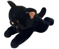 Maskotka Pliušinis gulintis katinas, 45 cm, juodas
