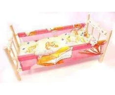 Malimas Medinė lova lėlėms 50 cm + patalynė