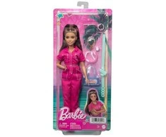 Mattel Brunetė lėlė rožiniu kombinezonu