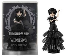 Žaislinė lelė Mattel „Monster High X Wednesday“ Trečiadienė su juoda suknele, 27 cm