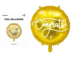 Party Deco Folinis balionas "Congrats" 35cm auksinis