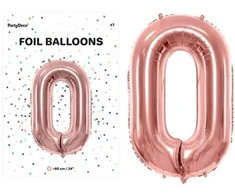 PartyDeco Balionas folinis skaičius 0 rausvas 86cm