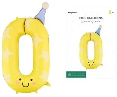 PartyDeco Balon fol.Cyfra 0 86cm geltona FB411T-0 29421