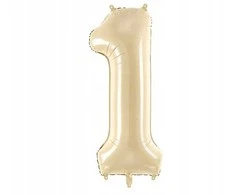 PartyDeco Balionas folinis skaičius 1 gelsvas matinis 72cm