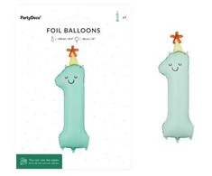 PartyDeco Balon fol.Cyfra 1 86cm mięt.FB411T-1 29452