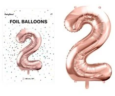 PartyDeco Balionas folinis skaičius 2 rausvas 86cm