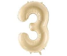 PartyDeco Balionas folinis skaičius 3 gelsvas matinis 72cm