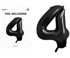 Party Deco Balionas folinis skaičius 4 juodas 86cm
