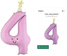 PartyDeco Balon fol.Cyfra 4 86cm lawend.FB411T-4 36306