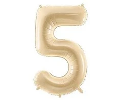 PartyDeco Balionas folinis skaičius 5 gelsvas matinis 72cm