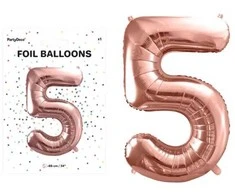 PartyDeco Balionas folinis skaičius 5 rausvas 86cm