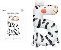 Party Deco Folinis balionas skaičius 5 zebras 68*98cm