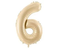 PartyDeco Balionas folinis skaičius 6 gelsvas matinis 72cm