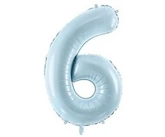 Party Deco Balionas folinis skaičius 6 melsvas 72cm